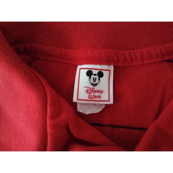 Disney Men's Size Medium Red Stripe Short Sleeve Polo Shirt Embroidered Mickey - Picture 4 of 5